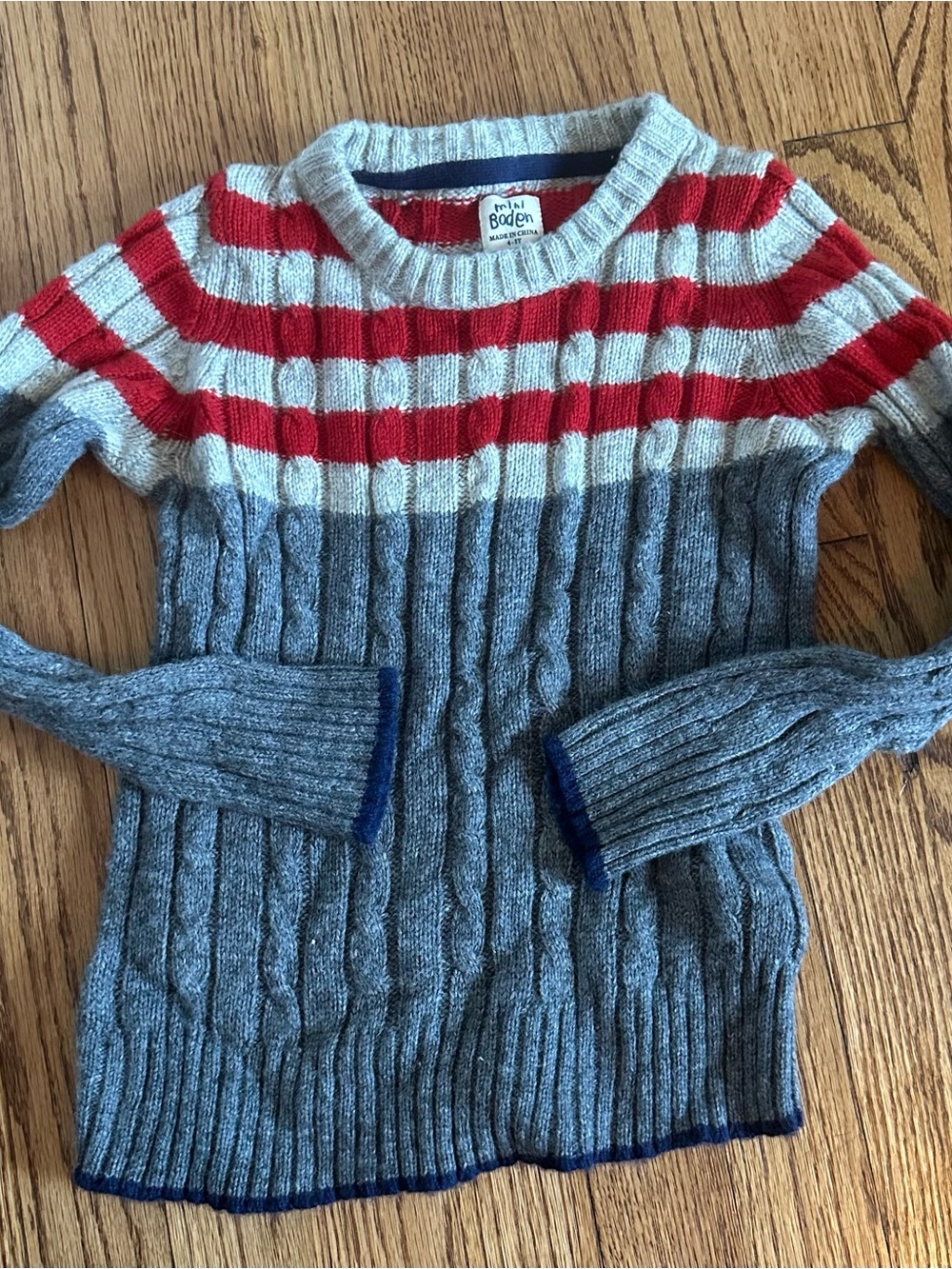 Mini Boden Gray Cable-Knit Sweater Size 4-5
